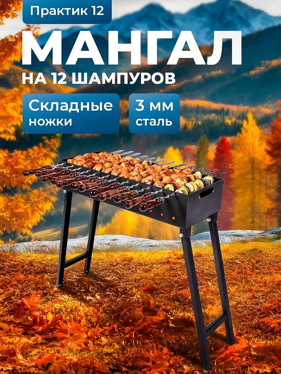 Мангал складной для дачи Практик 12 толщина 3 мм