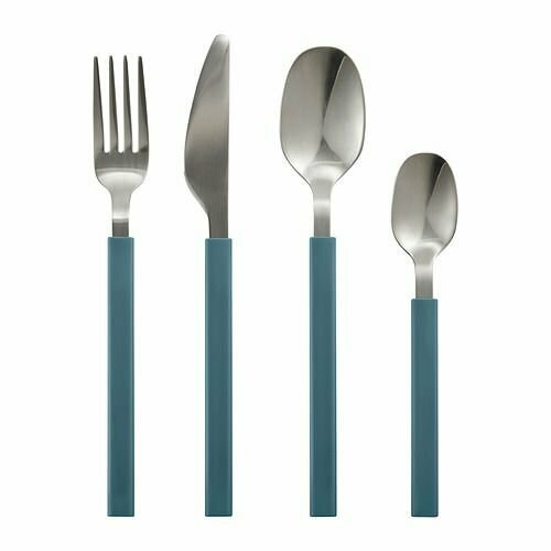 фото Tangmarla ikea, столовые приборы, набор 16 шт, голубой цвет, нержавеющая сталь, тангмарла икеа энкель
