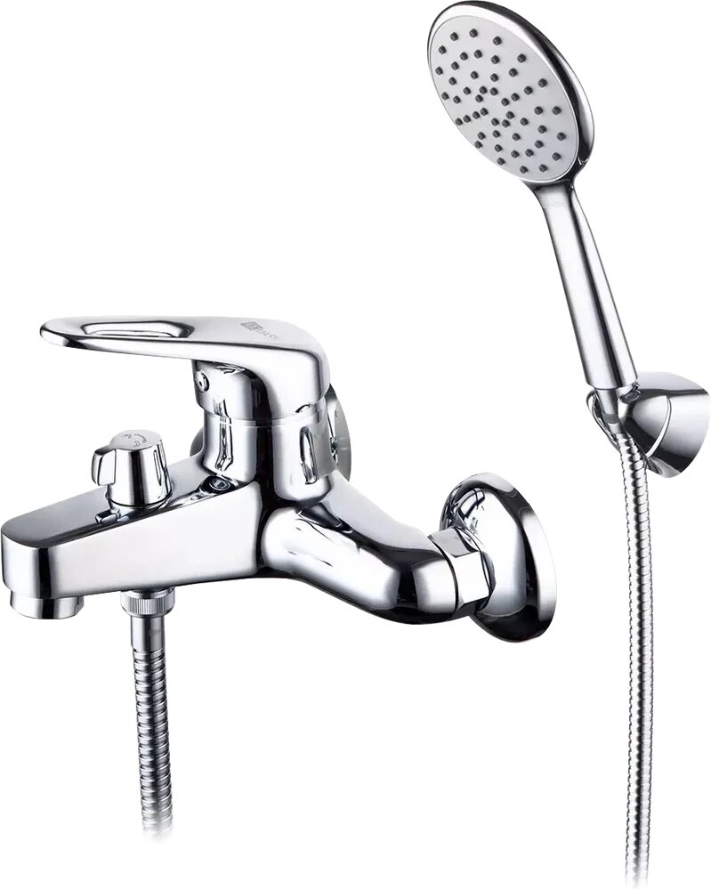 Смеситель для ванны с душем Lemark Luna LM4134C с душевым гарнитуром настенный однорычажный хром глянцевый латунный с керамическим картриджем