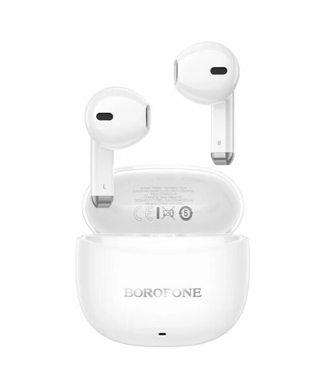 Наушники Беспроводные Borofone BW88 безвакуумные вкладыши TWS белые Bluetooth 5.4