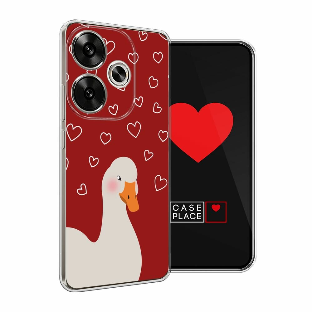 Чехол на Xiaomi Redmi Turbo 3/Poco F6 / Редми Турбо 3/Поко F6 с принтом "Влюблённый гусь 1 - 14 февраля" — фото 1