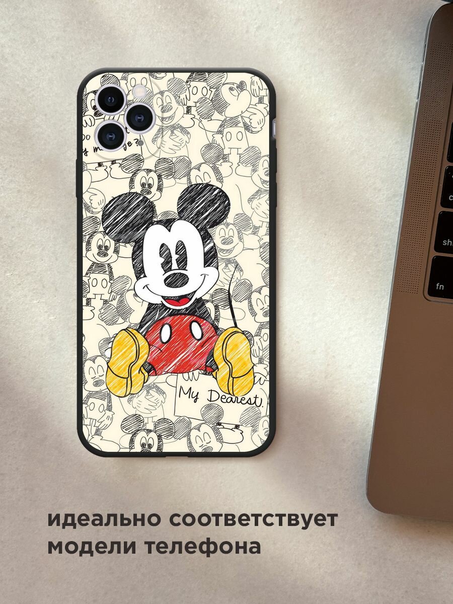 Черный матовый чехол на Apple iPhone 11 Pro / Айфон 11 Про с принтом "Микки Маус" — фото 1
