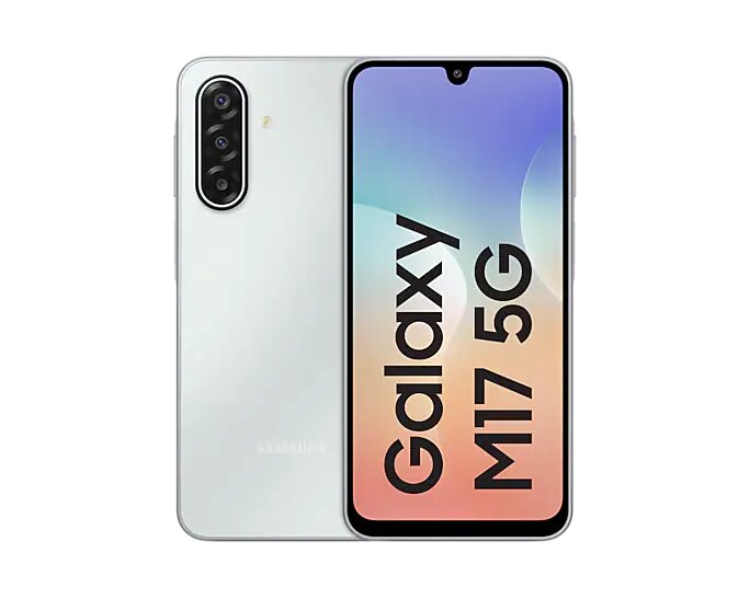 Смартфон Samsung Galaxy M17 5G, 4/128 ГБ, 6.7" дюймовый дисплей, 90Hz, 50Мп AI камера, IP54, Moonlight Silver
