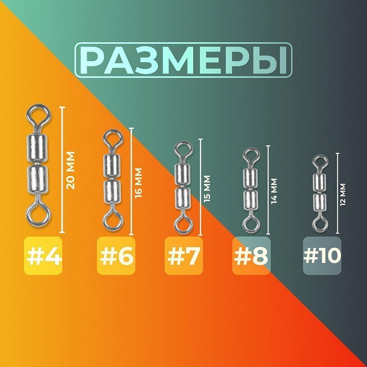 Вертлюг Sprut SW-22 BN №10 14кг 2-Joint Rolling Swivel 4шт
