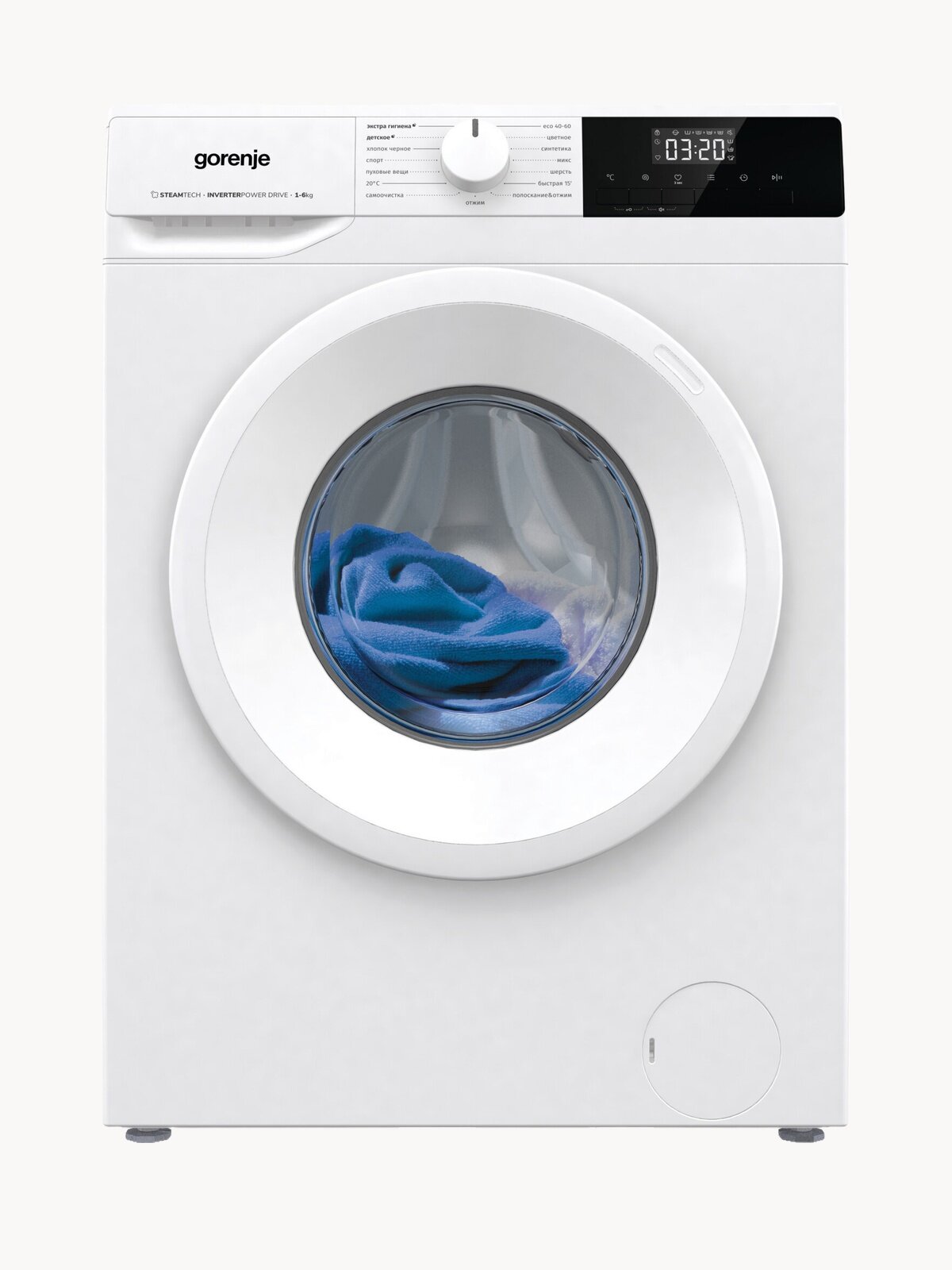 Стиральная машина Gorenje W1NHPI60SCS, 60 см, A, 6 кг, 1000 об/мин, инверторный мотор, белая