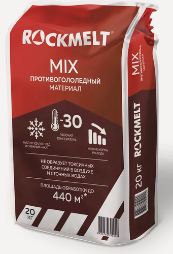 Изображение товара Рокмелт Микс противогололедное средство -30°C (20 кг) / ROCKMELT реагент
