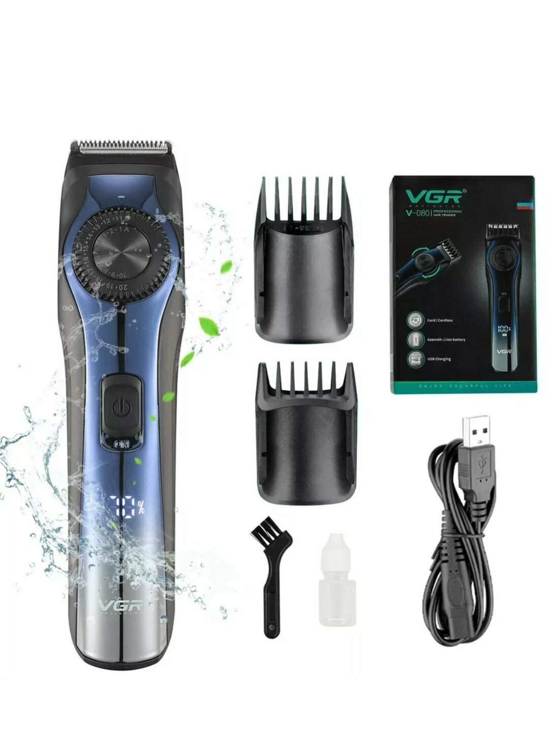 Триммер VGR V-080, профессиональный, LCD-экран, водонепроницаемый