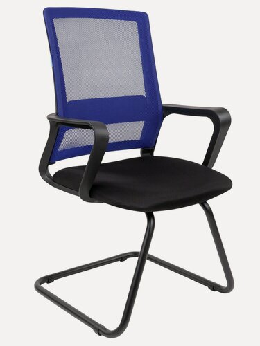 Изображение товара Конференц кресло CHAIRMAN 606 V ткань/сетка, черный/синий офисный стул на полозьях со спинкой сеткой