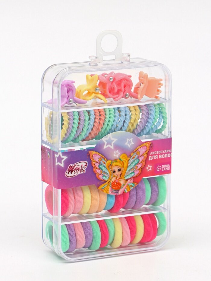 Резинки и заколки для волос в контейнере, Винкс