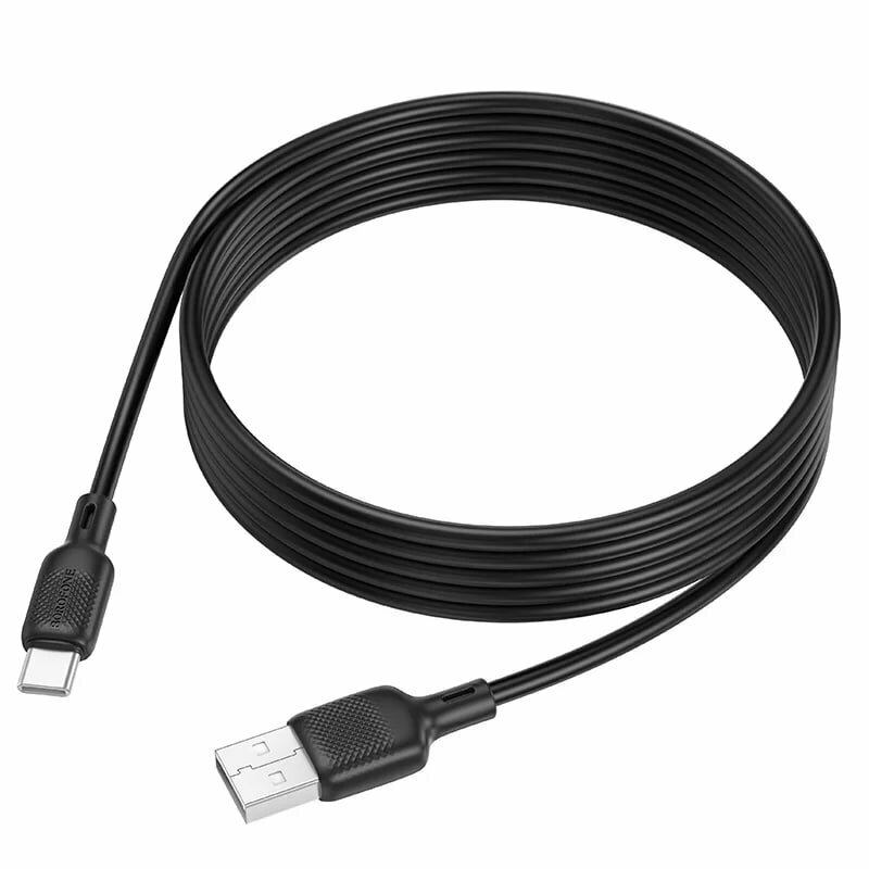 Borofone Lenny BX113 USB-Type-C kabeli, silikon, qora, 1m — фото 1