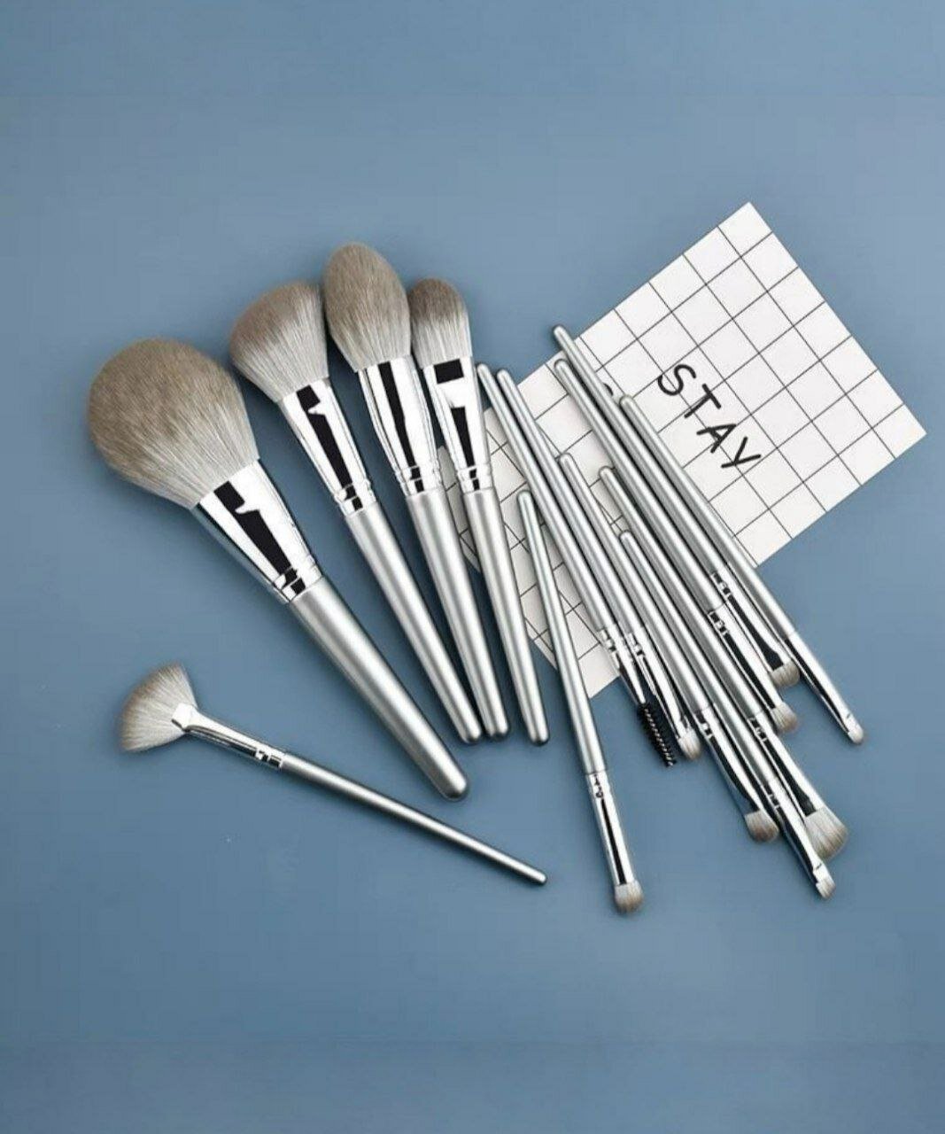Набор косметических кистей для макияжа профессиональные, набор кисточек, 12 шт серый