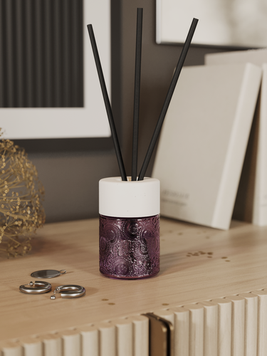 Изображение товара Ароматический диффузор, Matif Violet (флакон с белой крышкой + рефил), Дубовый мох и янтарь, 100 мл