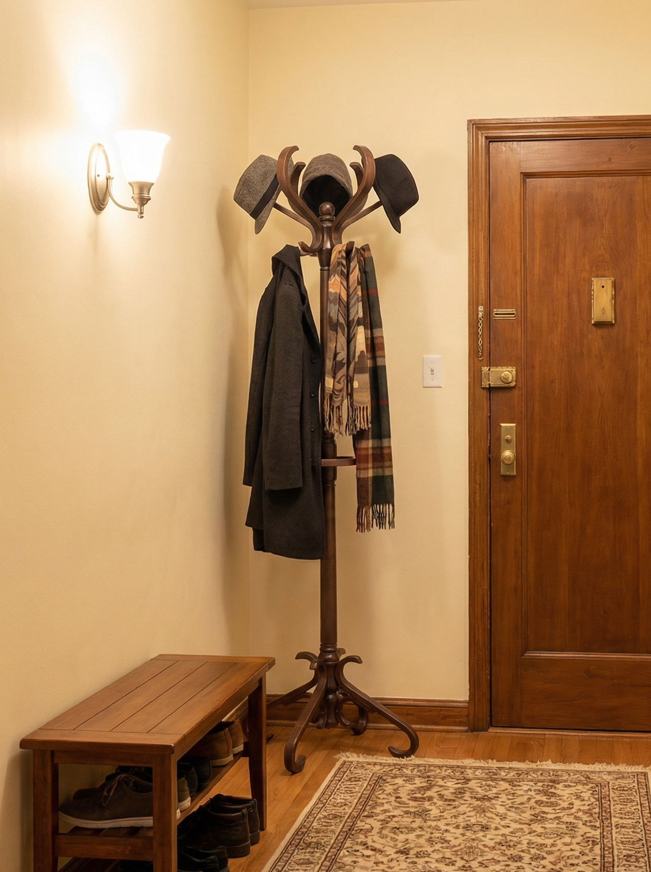 Вешалка напольная IFERS для верхней одежды деревянная В 10Н цвет темно-коричневый