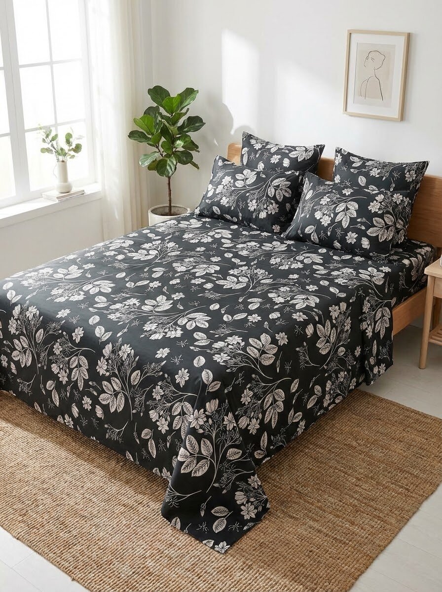 Комплект постельного белья Plante "Цветы", полуторный, хлопок50%, плант 50%, 1.5 спальный