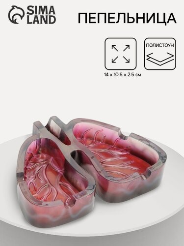 Изображение товара Пепельница для дома «Лёгкие», для сигарет и стиков, 14×10.5×2.5 см