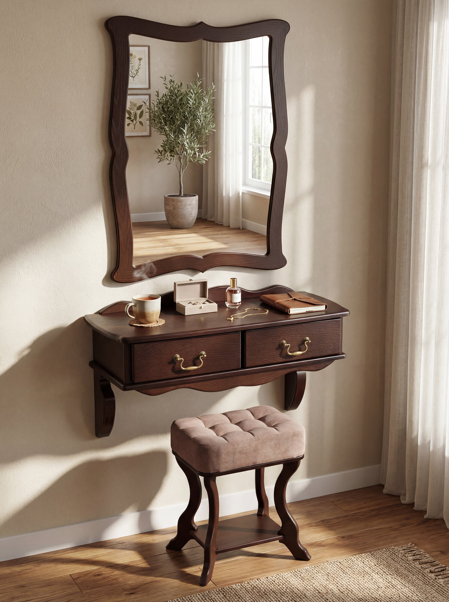 Пуфик банкетка в прихожую IFERS с мягким сиденьем Берже 26 цвет темно-коричневый