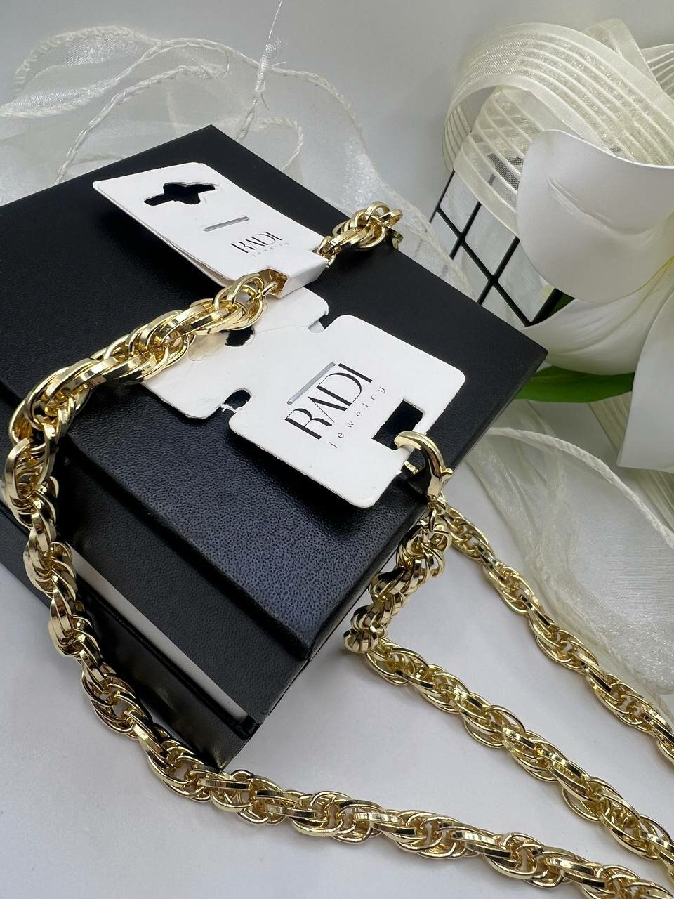 Комплект бижутерии: браслет, колье, размер кольца 19.5, размер браслета 19 см, размер колье/цепочки 50 см, золотистый — фото 1