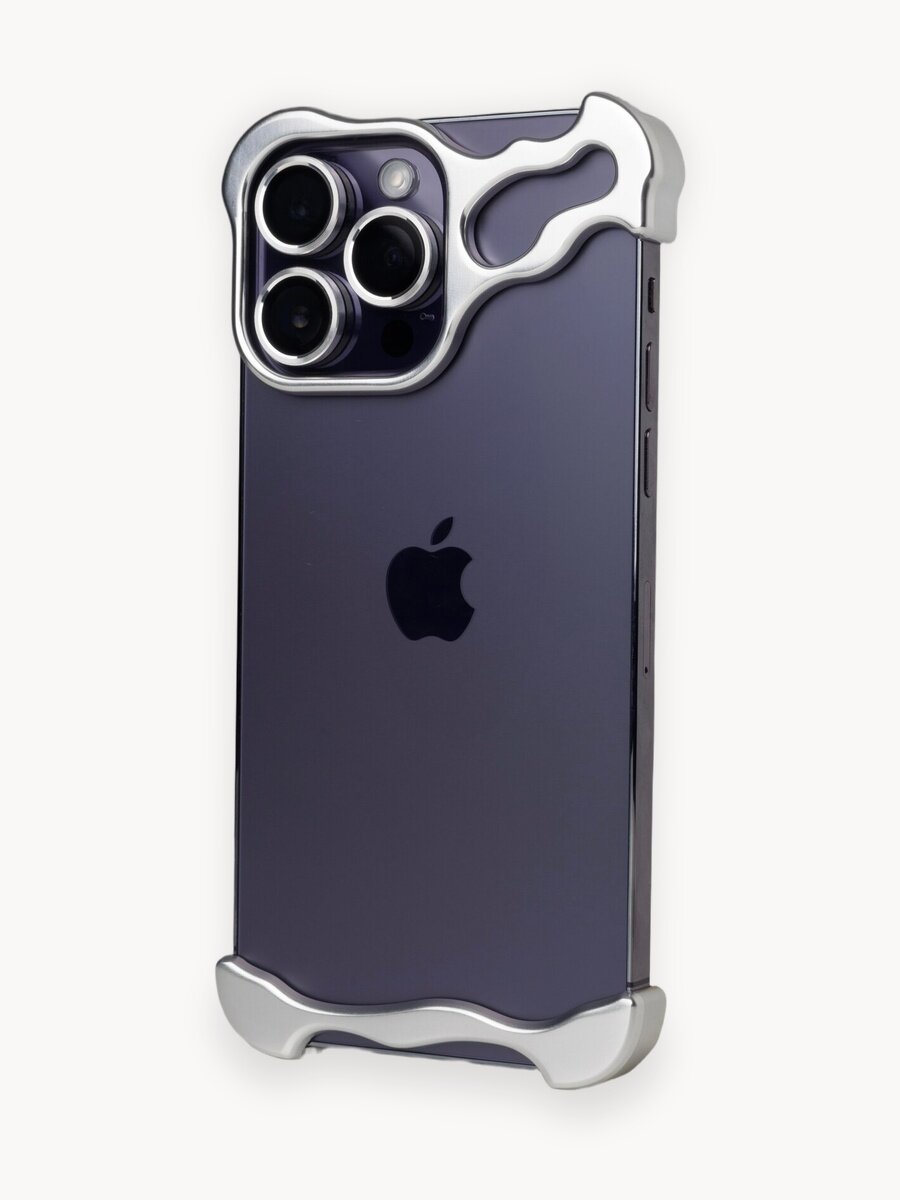 Чехол на iPhone 12 Pro Max металлический с защитой камеры и поддержкой беспроводной зарядки