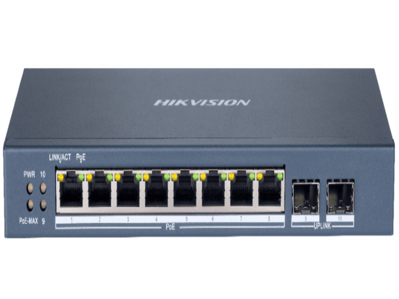 Коммутатор Hikvision DS-3E1510P-EI 8x1гбит/с 2SFP 8PoE+ 110W управляемый