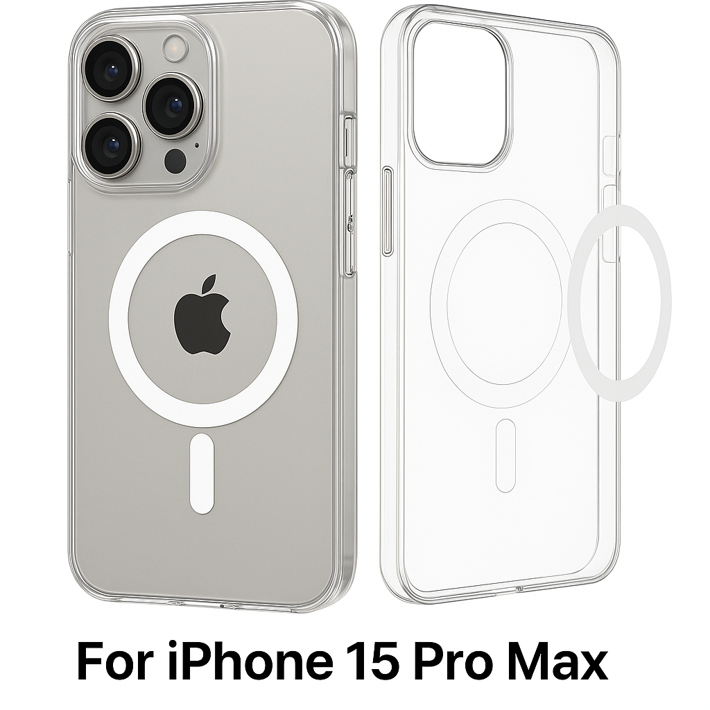 Чехол Magsafe для Iphone 15 pro max прозрачный тонкий хрусталь, ударопрочный