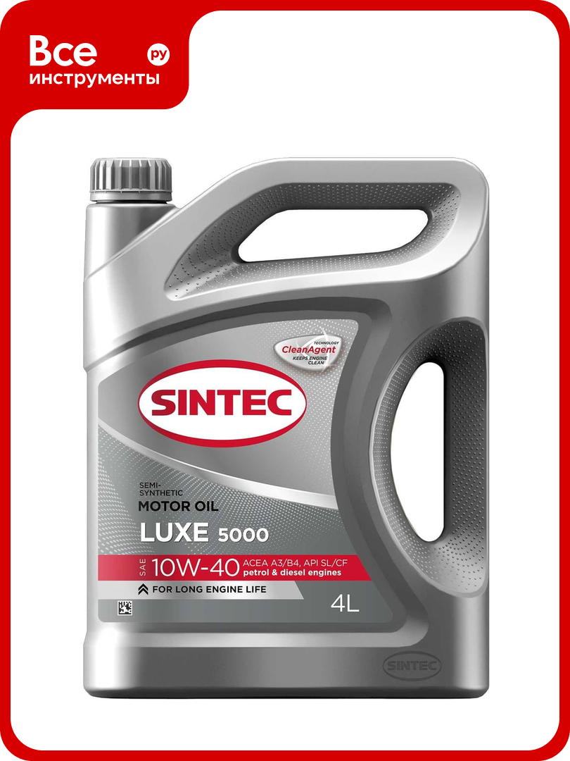 Моторное масло Sintec LUXE 5000 SAE 10W-40 API SL/CF полусинтетическое. 4 л 600232