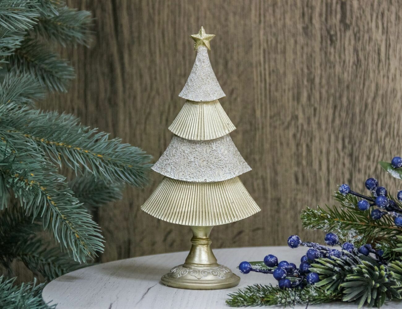Декоративная настольная ЕЛЬ вэлори полистоун 23 см Due Esse Christmas XNA22016303