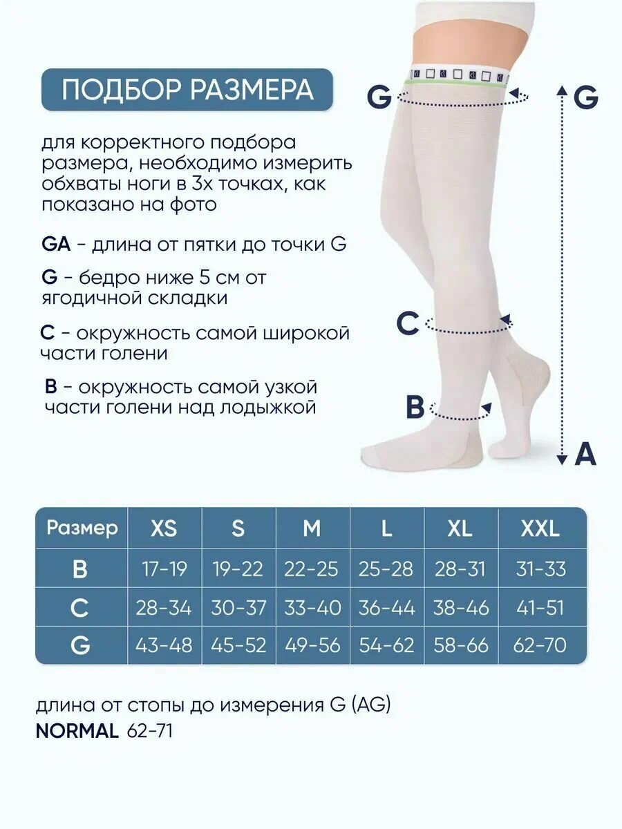 Картинки Чулки Idealista ID-380 с силиконовыми лентами, антиэмболитические, 1 класс, S, Белый