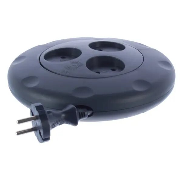 Удлинитель силовой без заземления 3 розетки 3 м 2200 Вт выключатель цвет чёрный