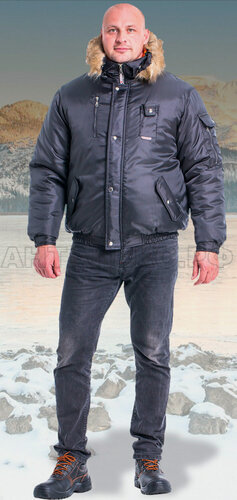 Изображение товара Куртка утепленная "Аляска" укороченная, чёрная. Размер: 56-58. Рост: 182-188 см.