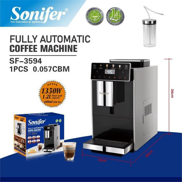 Кофемашина зерновая, Эспрессо, Капучино, Латте, Sonifer SF-3594
