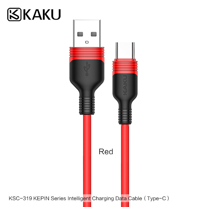 Универсальный USB-кабель KAKUSIGA KSC-319 Type-C, красный, для зарядки и быстрой передачи данных
