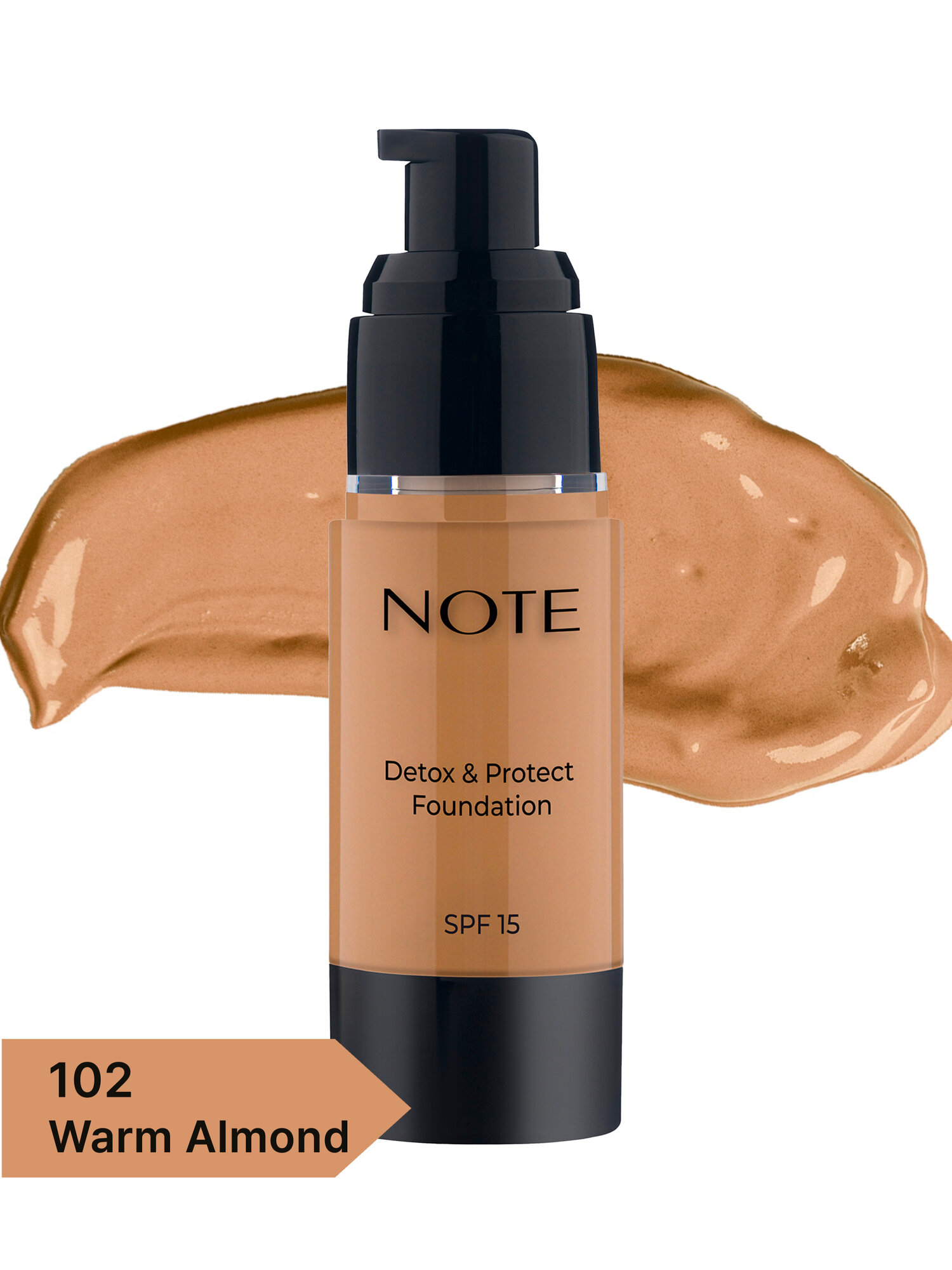 Тональный крем (Note Detox & Protect Foundation 102 warm almond SPF15, 30ml) — фото 1