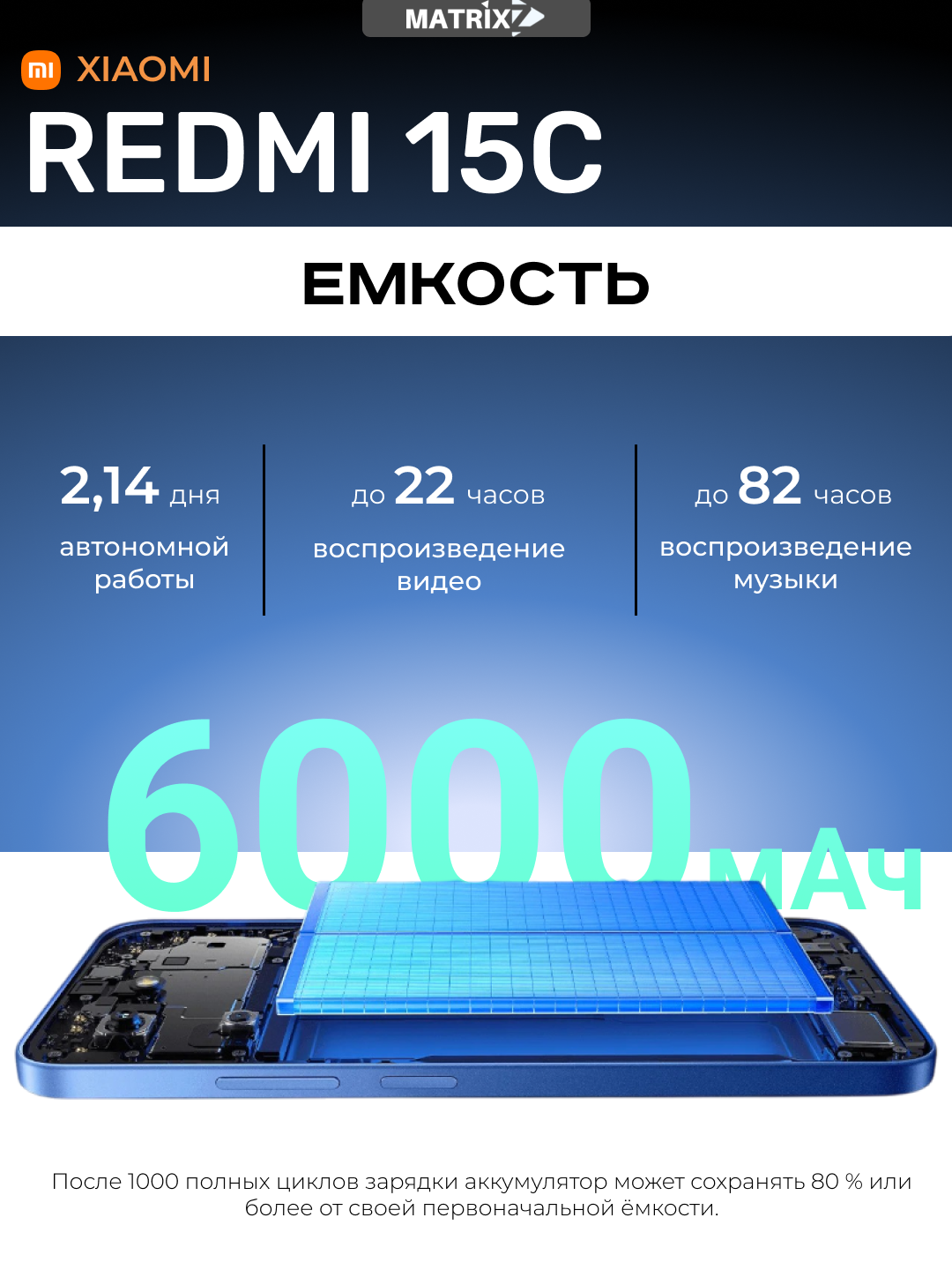 Смартфон Xiaomi Redmi 15C, дисплей 6.9" 120Hz, камера 50+8Мп, 6000mAh, 4/128GB, Midnight Black — фото 1