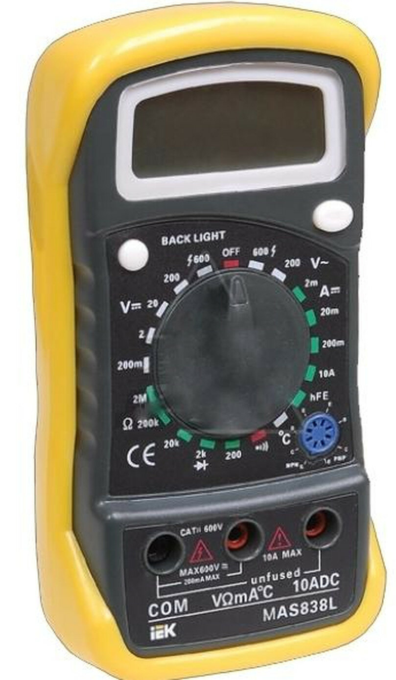 Мультиметр IEK Master MAS838L защита от перегрузки LCD-дисплей