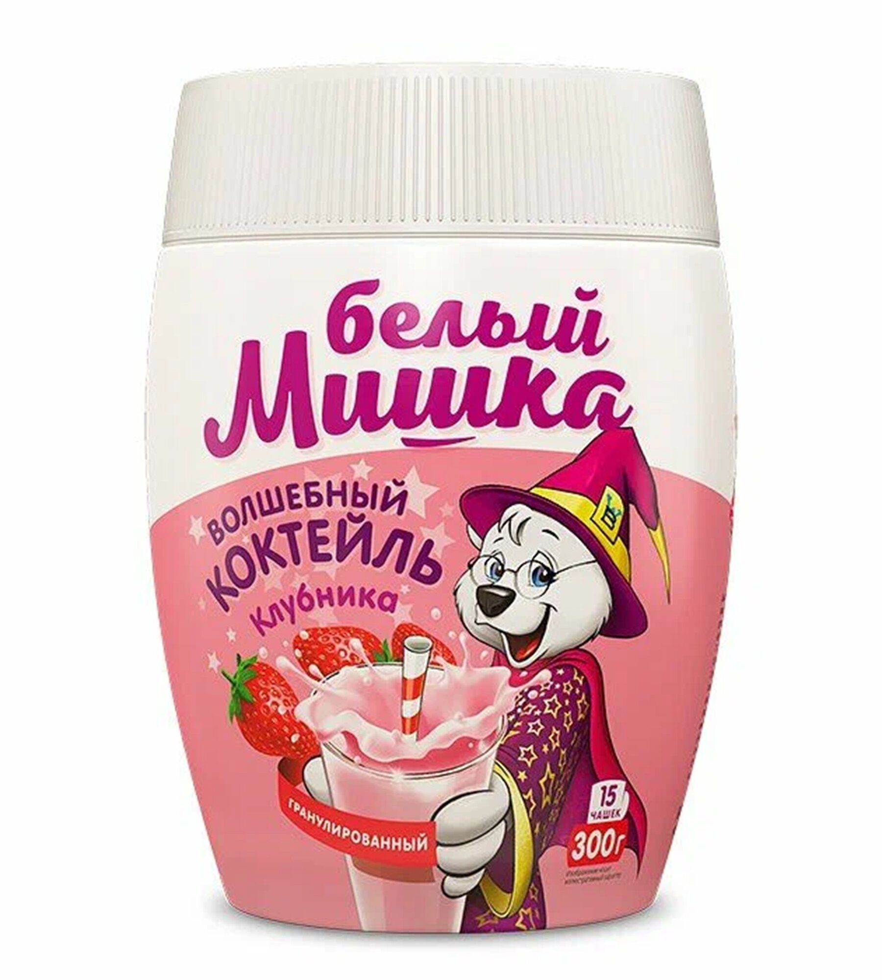 Молочный коктейль растворимый "Белый Мишка" Клубника 300 г