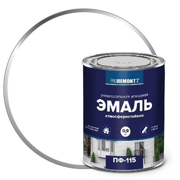 Эмаль ПФ-115 PROREMONTT Белая матовая 09 кг