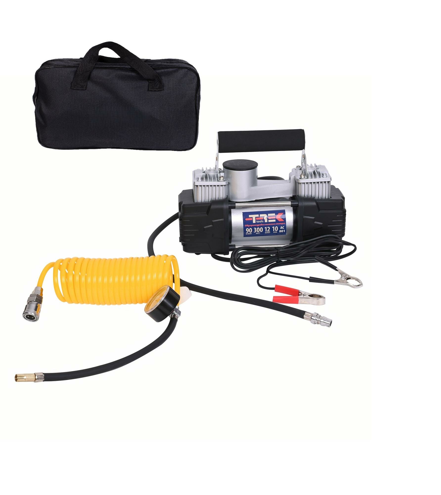 Компрессор автомобильный ТREK 801 двухпоршневой 90л/мин