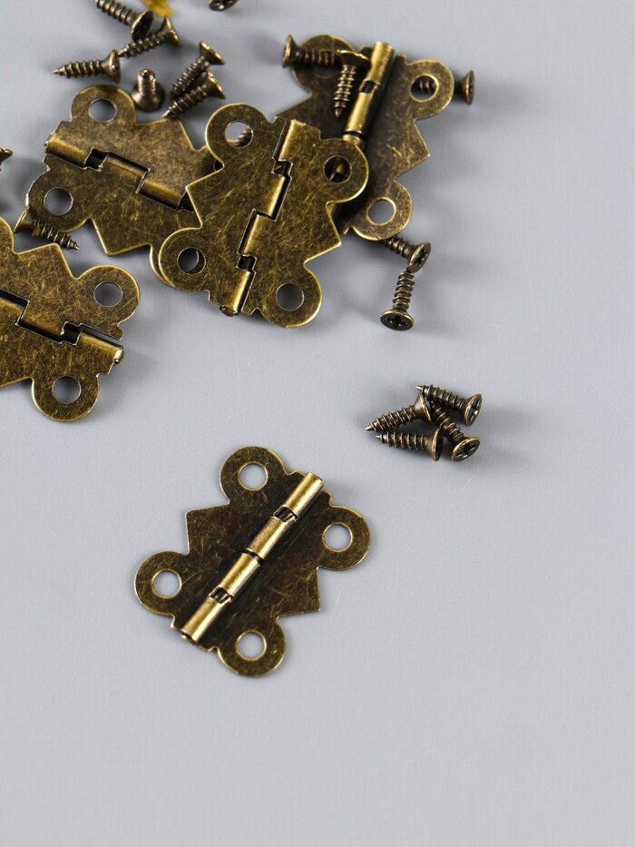 Петля для шкатулки (ключницы) металл фигурная под бронзу набор 6 шт 1.5×2.1 см