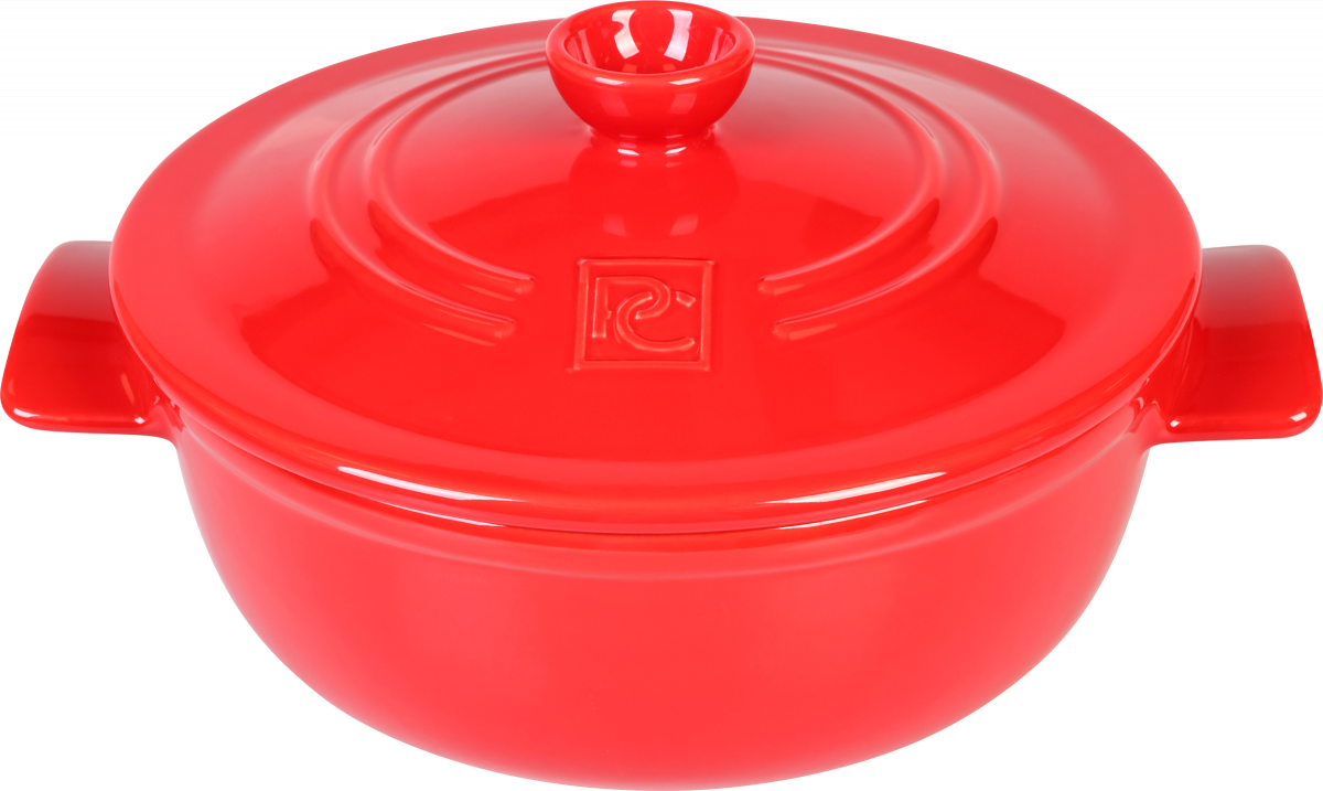 Кастрюля для запекания 2.2 л, каменная керамика, размер 28.5x23.5x14 см, красная