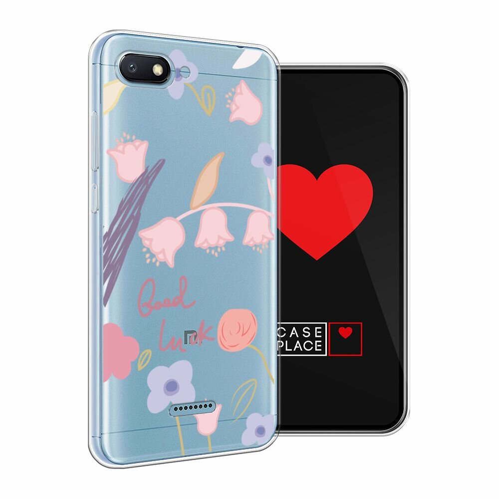 Чехол на Xiaomi Redmi 6A / Сяоми Редми 6А с принтом "Lucky flowers", прозрачный — фото 1