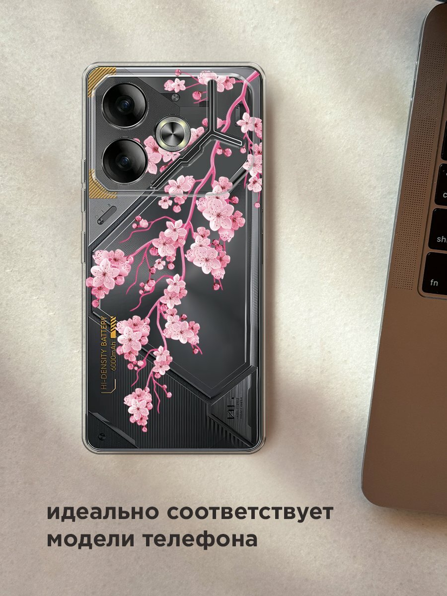 Чехол на Tecno Pova 6 / Текно Пова 6 с принтом "Ветка сакуры 2" — фото 1