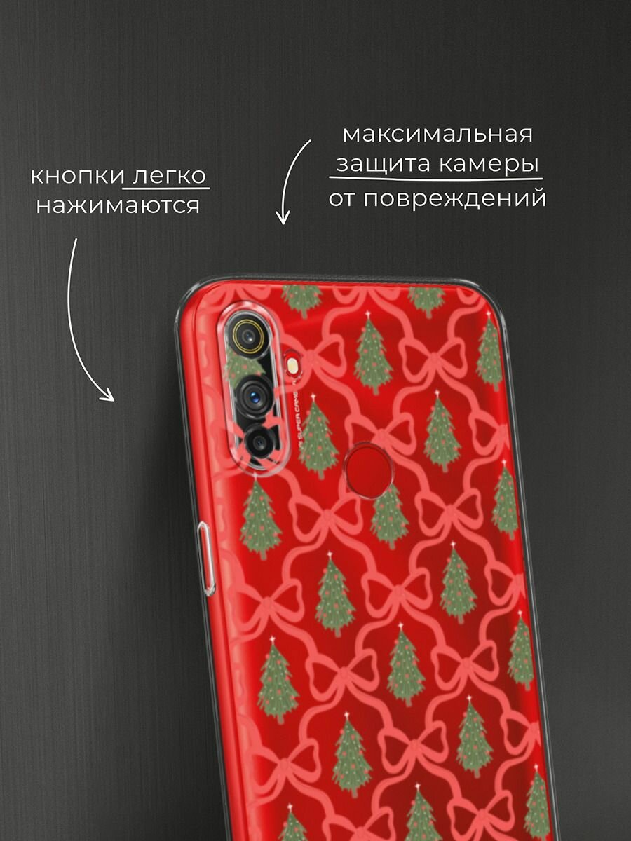 Чехол на Realme C3 / Реалми C3 с принтом "Елка паттерн 2", прозрачный — фото 1