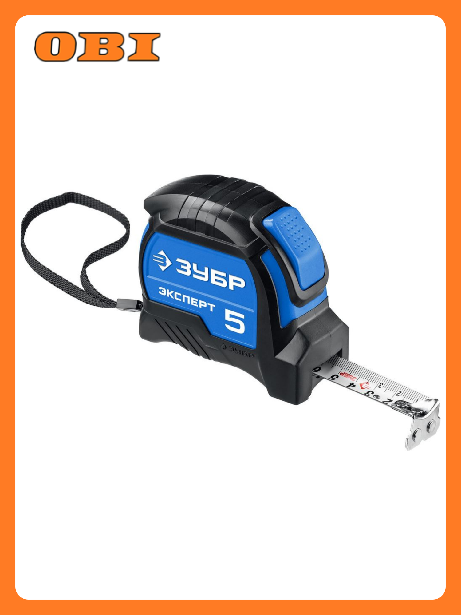 Рулетка ЗУБР нейлоновое покрытие магнитный крюк двухсторонняя шкала 5м х 25мм