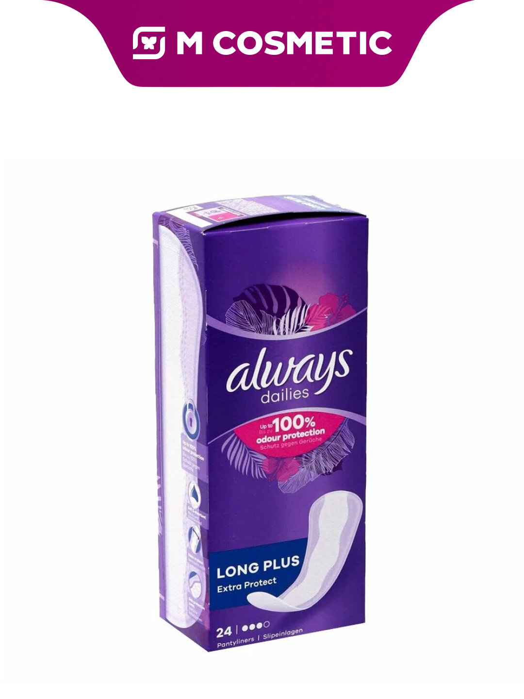 Прокладки Always Long Plus, удлиненные, без спирта и хлора, 24 шт