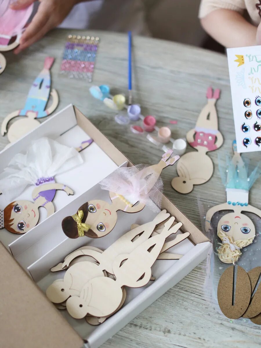 Набор для творчества HappyLine “Балерины” — деревянные фигурки , поделки своими руками, подарок для девочки — фото 1