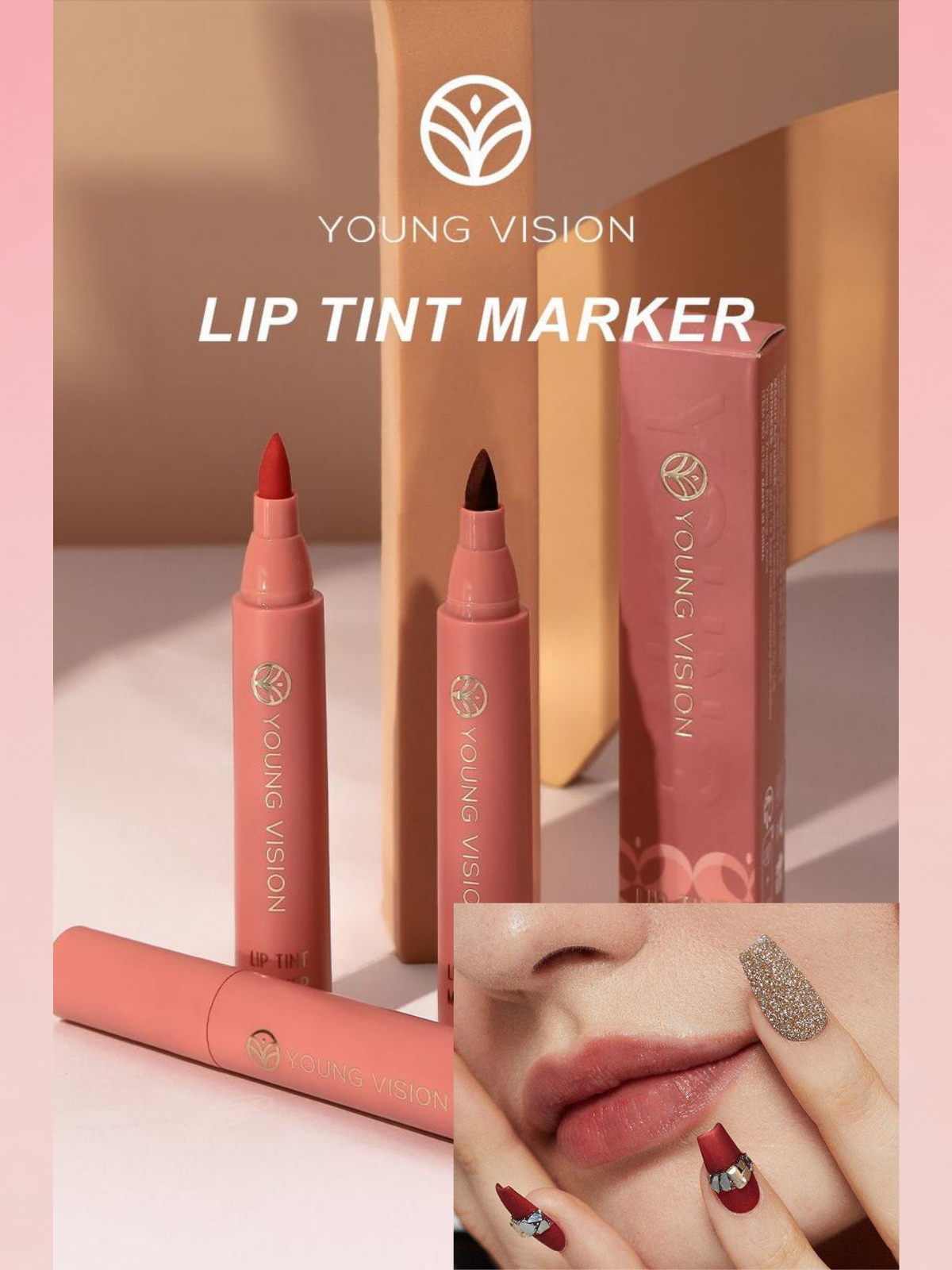 Тинт-маркер Young Vision, для губ, матовое покрытие, коралловый оттенок, №1