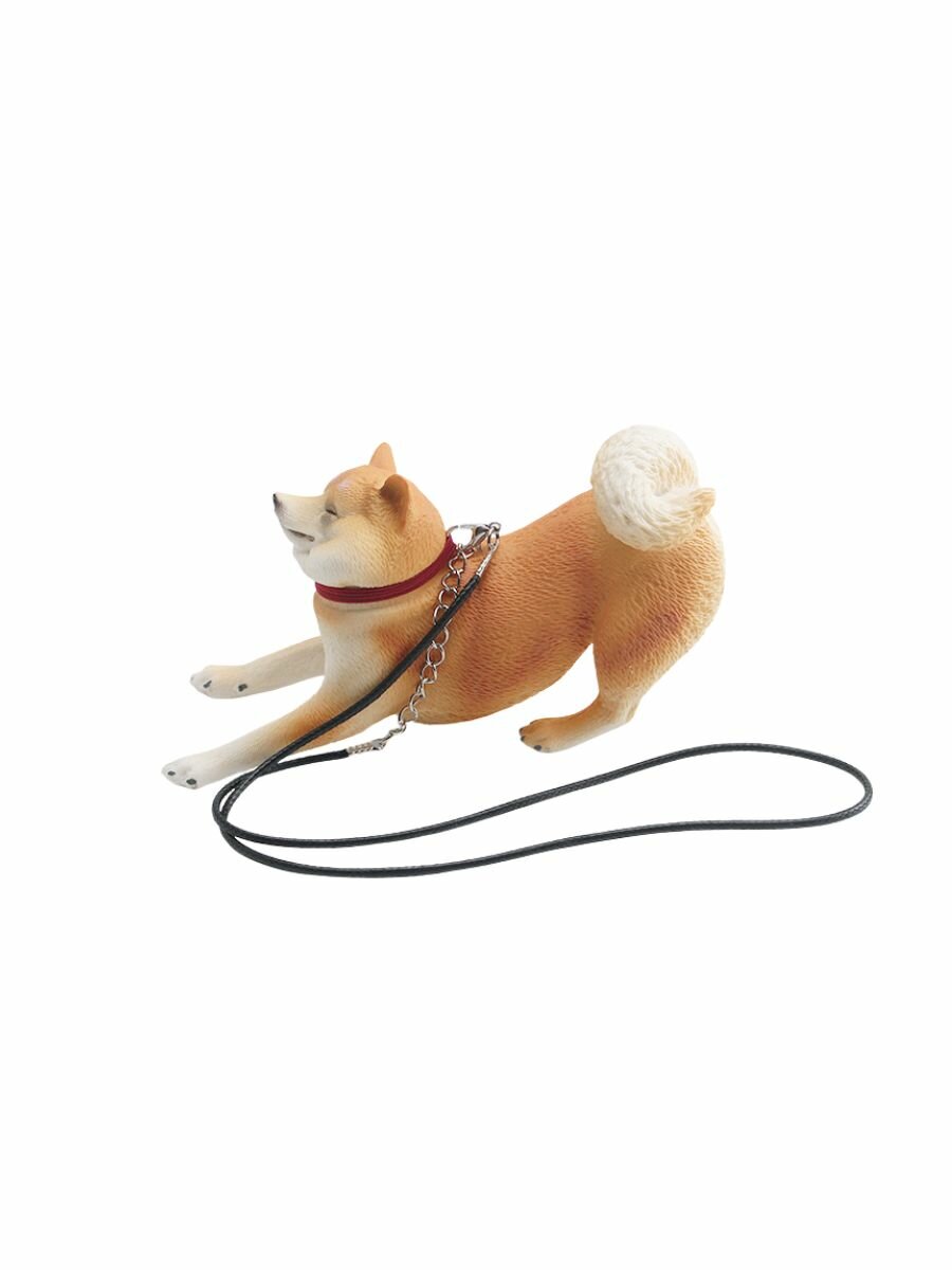 Фигурка собака Рыжая Шиба на поводке