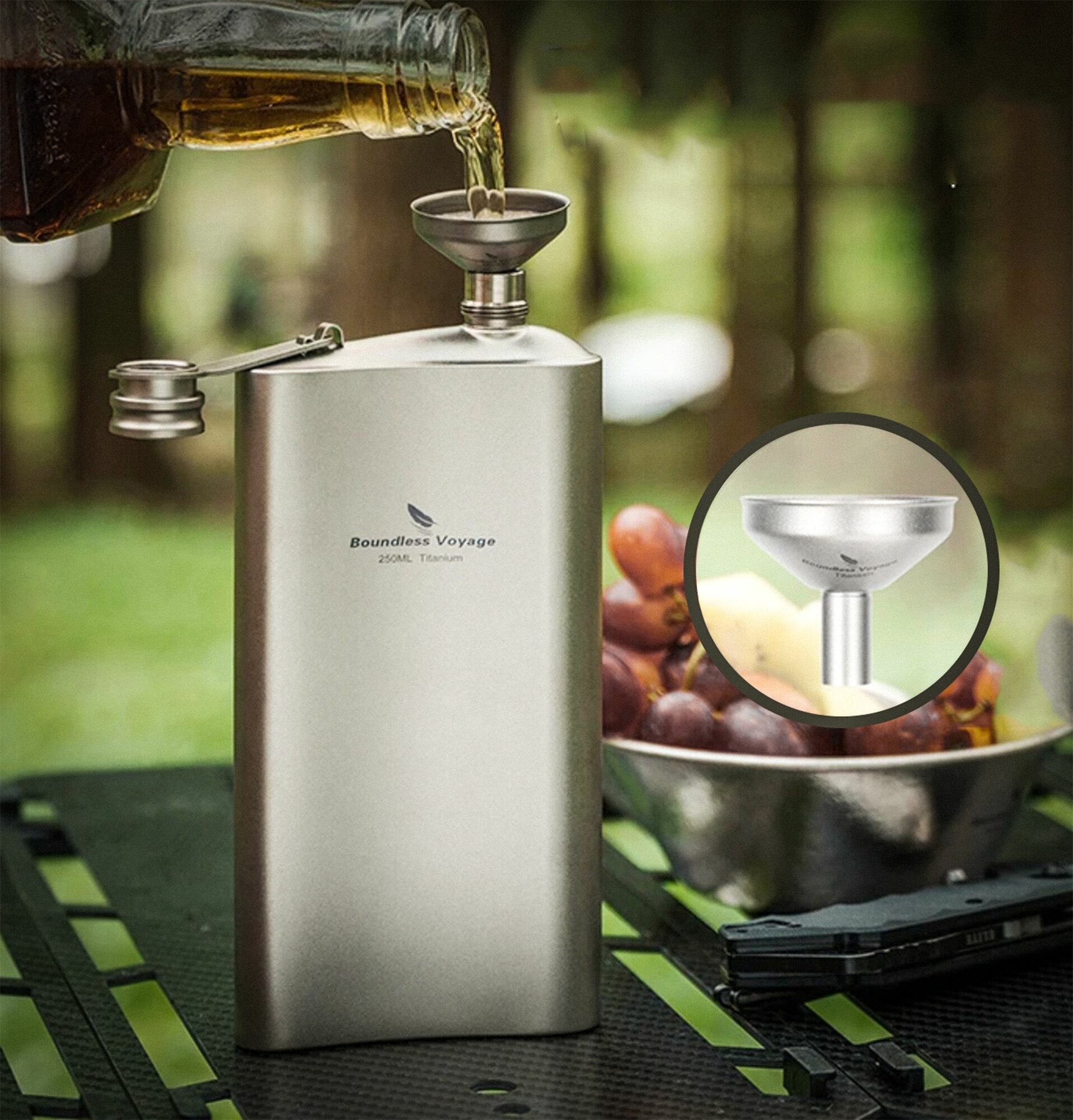 Фляга титановая 250мл воронка чехол — фото 1