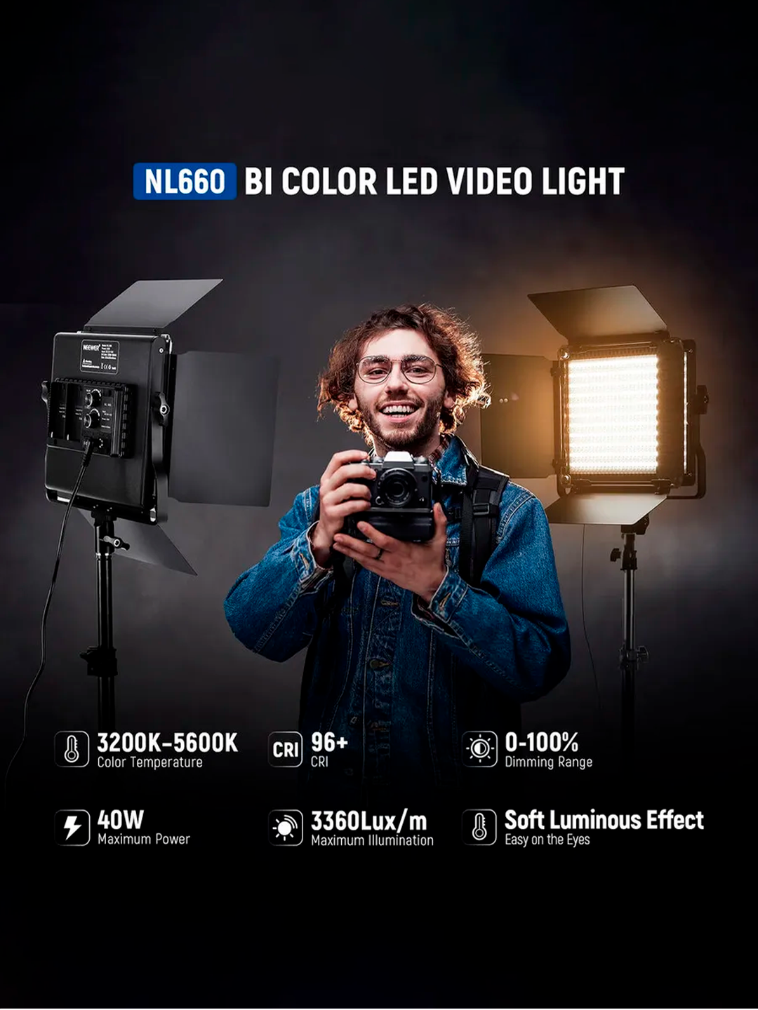 Видеосвет Savdo "PRO LED 660", 660 LED, 40W, питание от аккумулятора