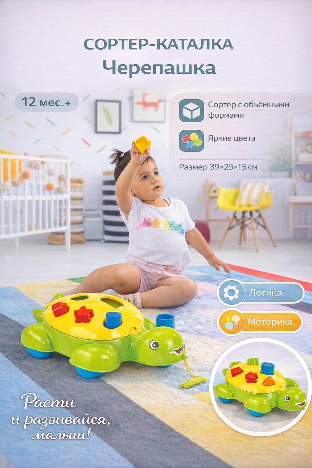 Логика-сортер DOLU Черепашка, в коробке